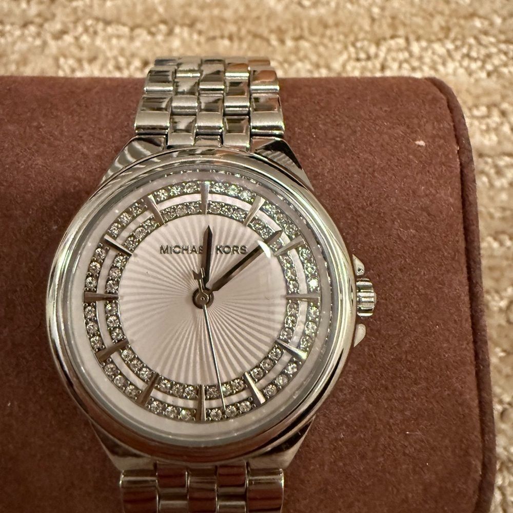 Michael Kors Women’s Silver Watch with Gems - Picture 3 of 6